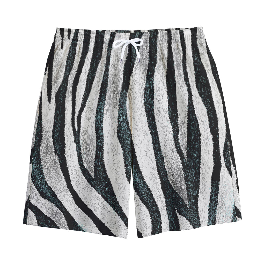 White Tiger Stripe Pattern Print Cotton Shorts