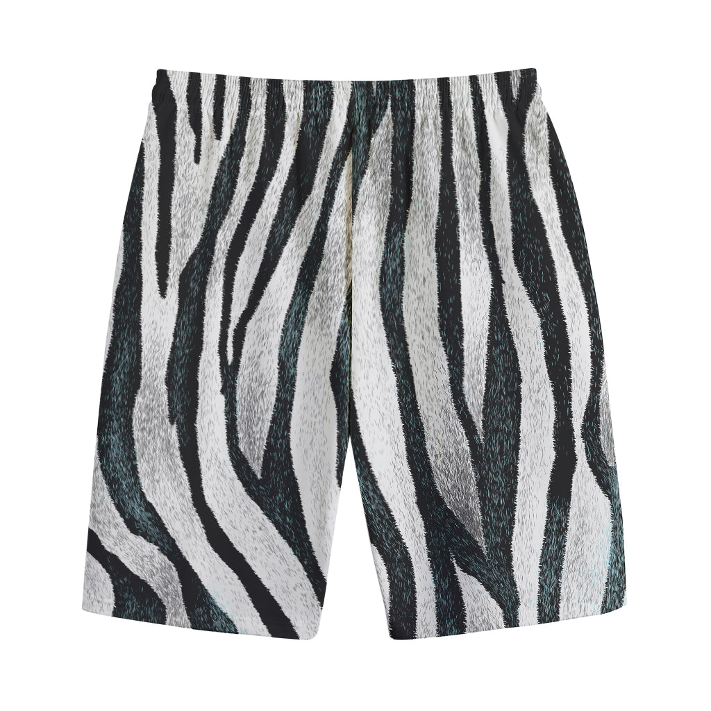 White Tiger Stripe Pattern Print Cotton Shorts