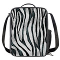 White Tiger Stripe Pattern Print Crossbody Lunch Bag