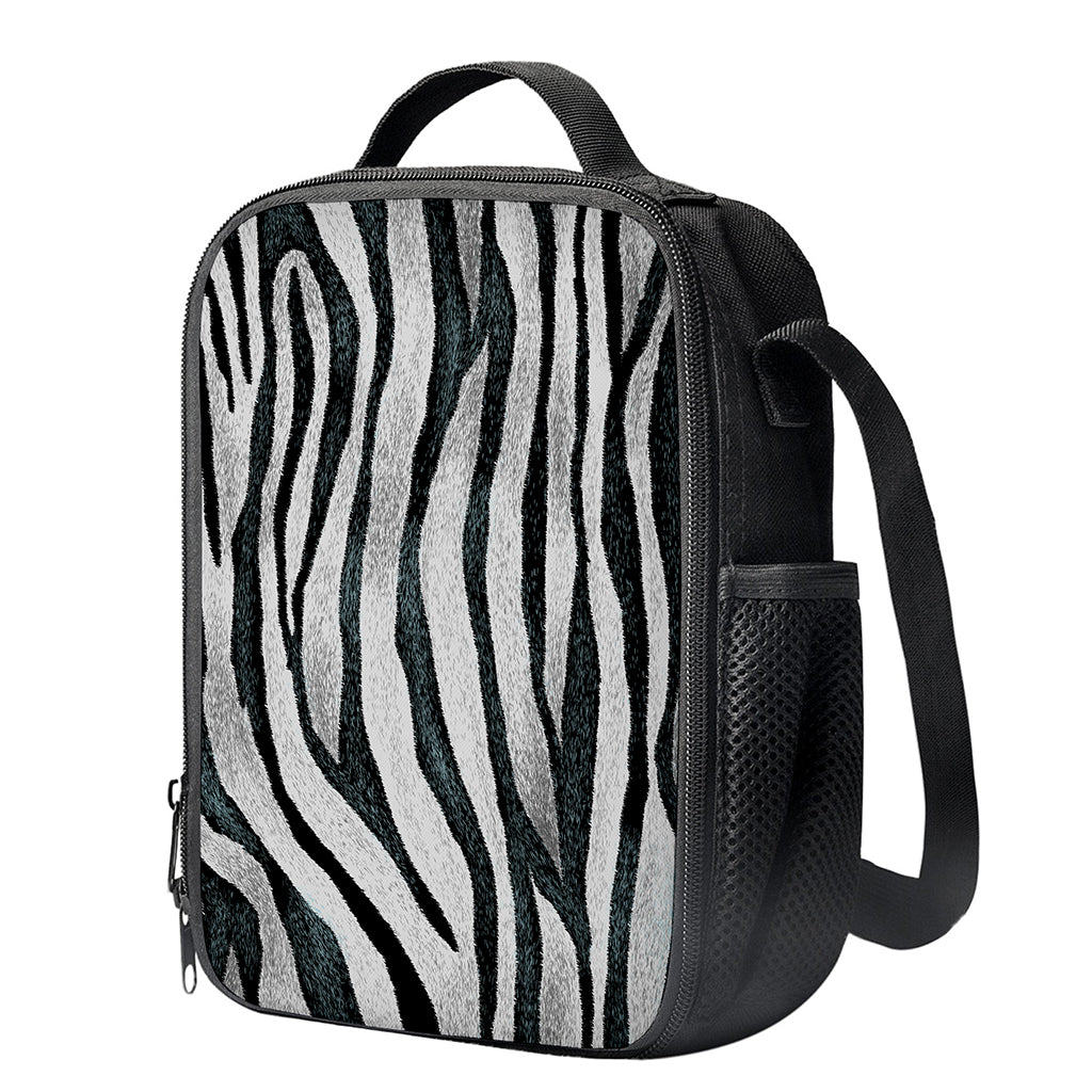 White Tiger Stripe Pattern Print Crossbody Lunch Bag