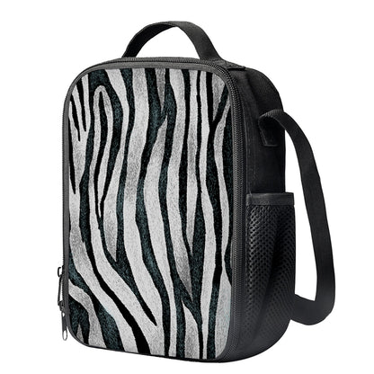 White Tiger Stripe Pattern Print Crossbody Lunch Bag
