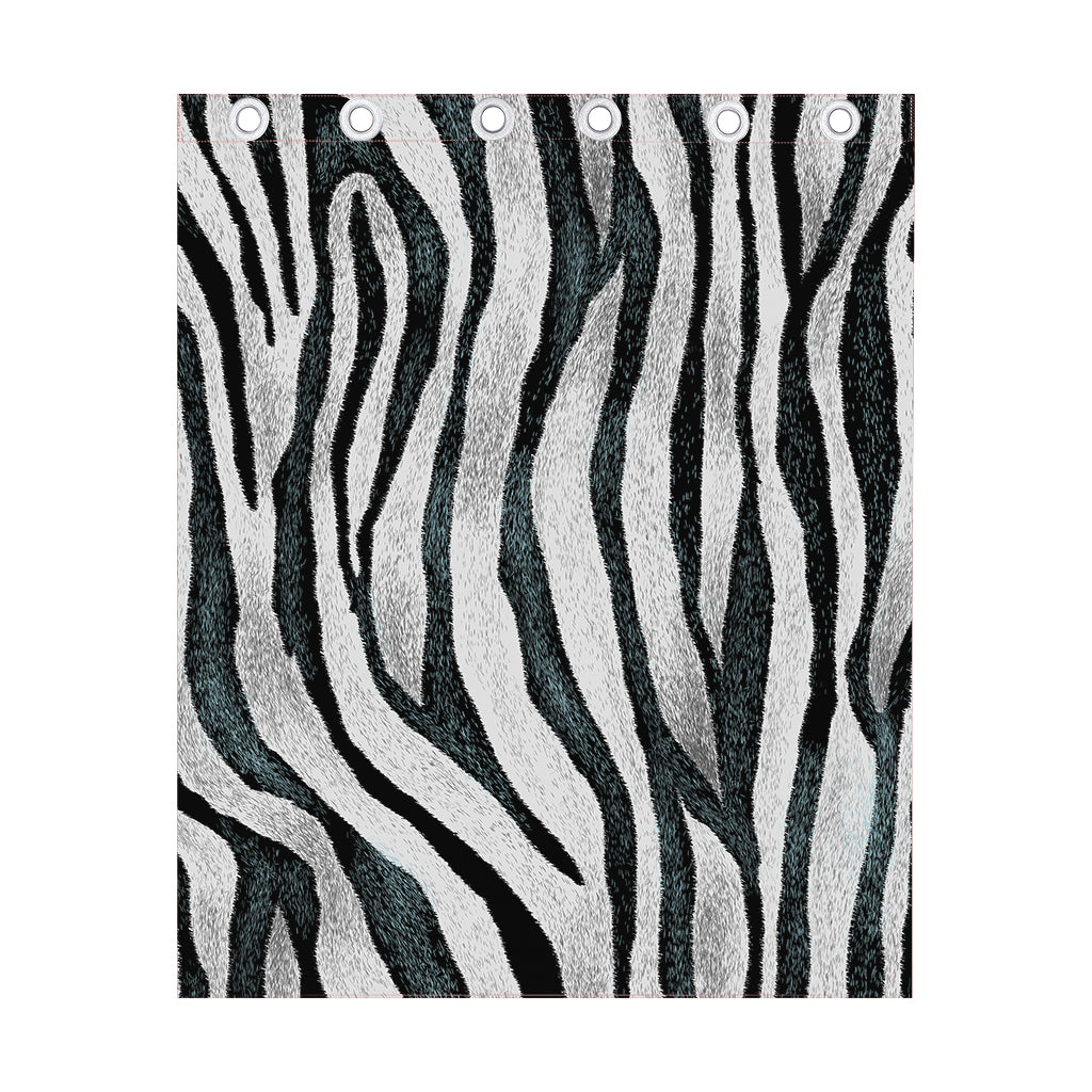White Tiger Stripe Pattern Print Curtain