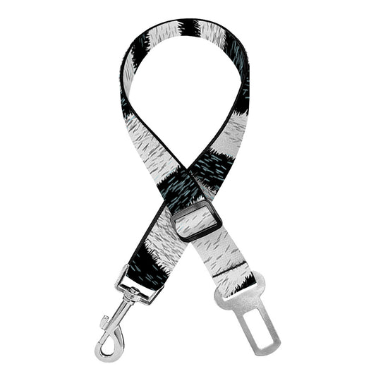 White Tiger Stripe Pattern Print Dog Seat Belt