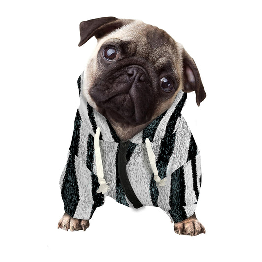 White Tiger Stripe Pattern Print Dog Zip Up Hoodie