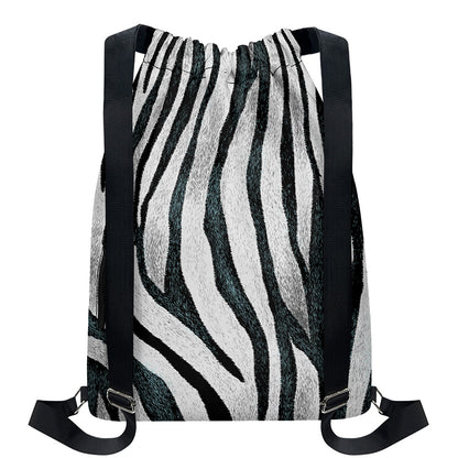 White Tiger Stripe Pattern Print Drawstring Backpack