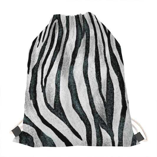 White Tiger Stripe Pattern Print Drawstring Bag