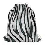 White Tiger Stripe Pattern Print Drawstring Bag