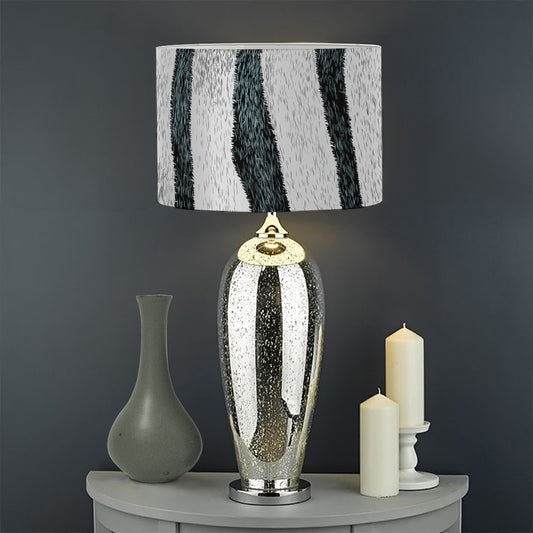 White Tiger Stripe Pattern Print Drum Lamp Shade