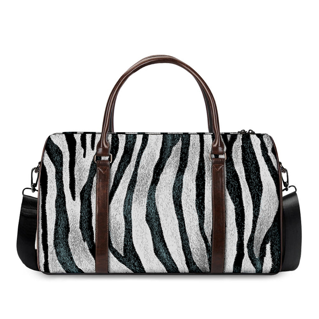 White Tiger Stripe Pattern Print Duffle Bag
