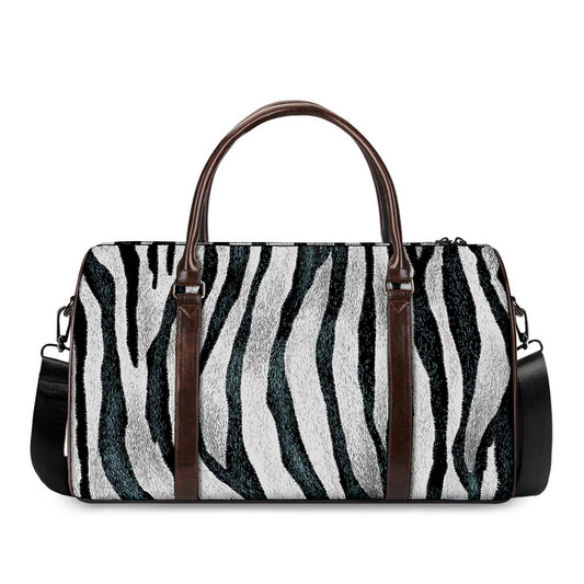 White Tiger Stripe Pattern Print Duffle Bag