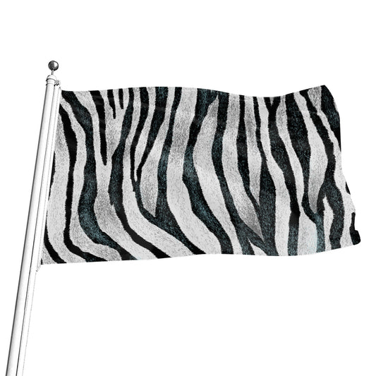 White Tiger Stripe Pattern Print Flag