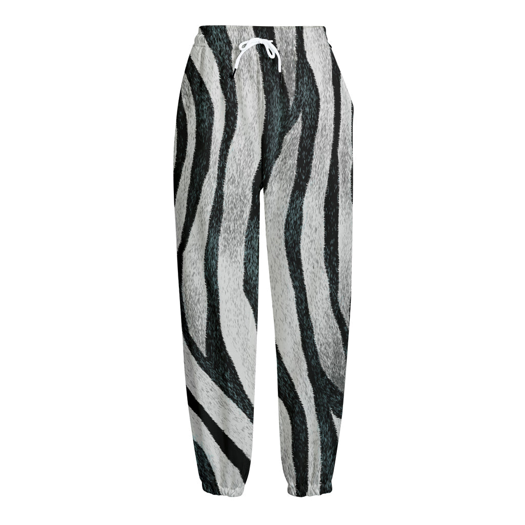 White Tiger Stripe Pattern Print Fleece Lined Knit Pants
