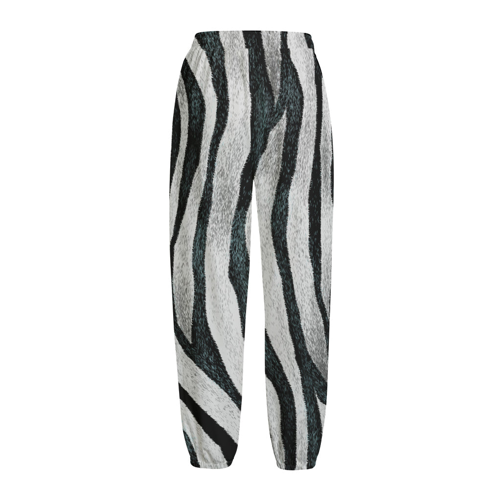 White Tiger Stripe Pattern Print Fleece Lined Knit Pants