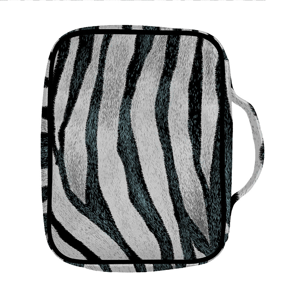 White Tiger Stripe Pattern Print Front Pocket Bible Bag