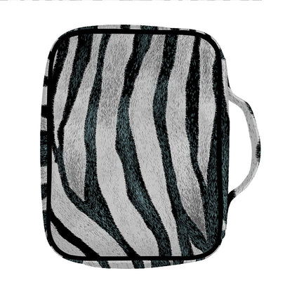 White Tiger Stripe Pattern Print Front Pocket Bible Bag