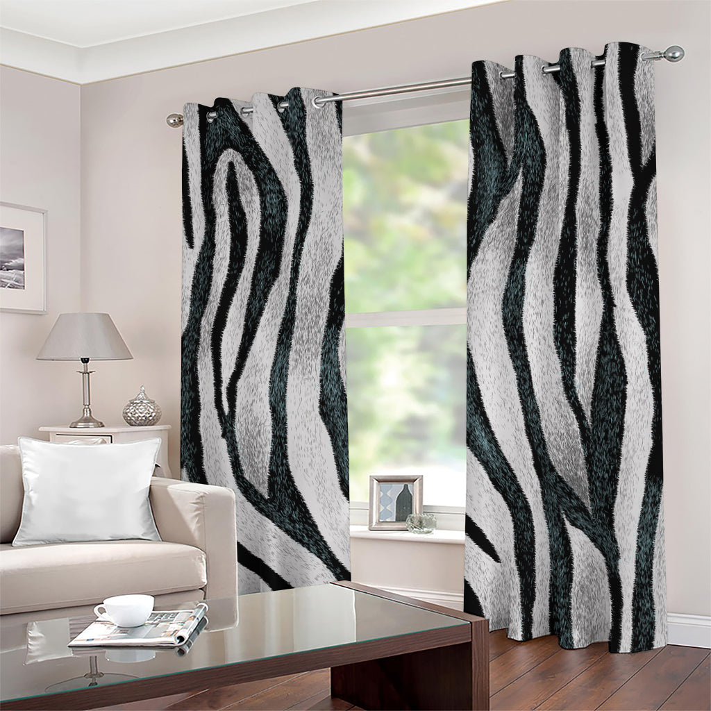 White Tiger Stripe Pattern Print Grommet Curtains