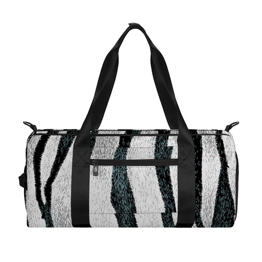 White Tiger Stripe Pattern Print Gym Bag