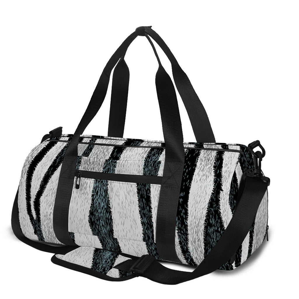 White Tiger Stripe Pattern Print Gym Bag