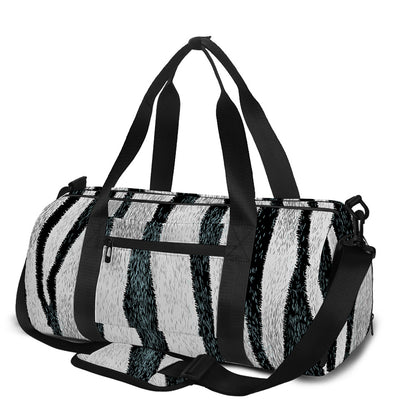 White Tiger Stripe Pattern Print Gym Bag