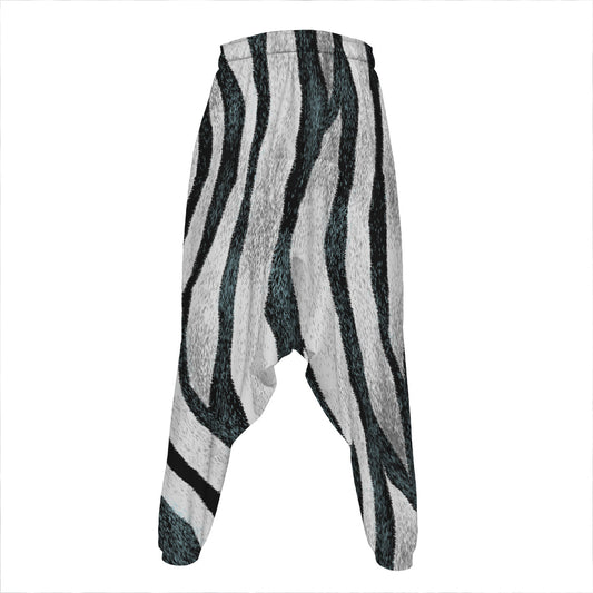 White Tiger Stripe Pattern Print Hammer Pants