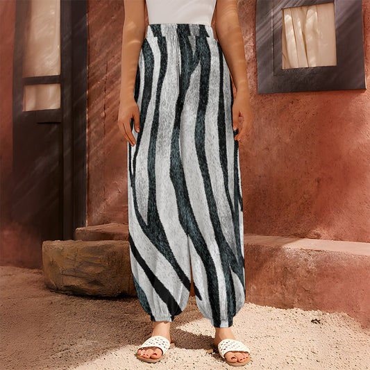 White Tiger Stripe Pattern Print Harem Pants