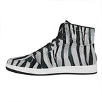 White Tiger Stripe Pattern Print High Top Leather Sneakers