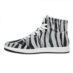 White Tiger Stripe Pattern Print High Top Leather Sneakers