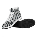 White Tiger Stripe Pattern Print High Top Leather Sneakers