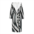 White Tiger Stripe Pattern Print Hooded Bathrobe
