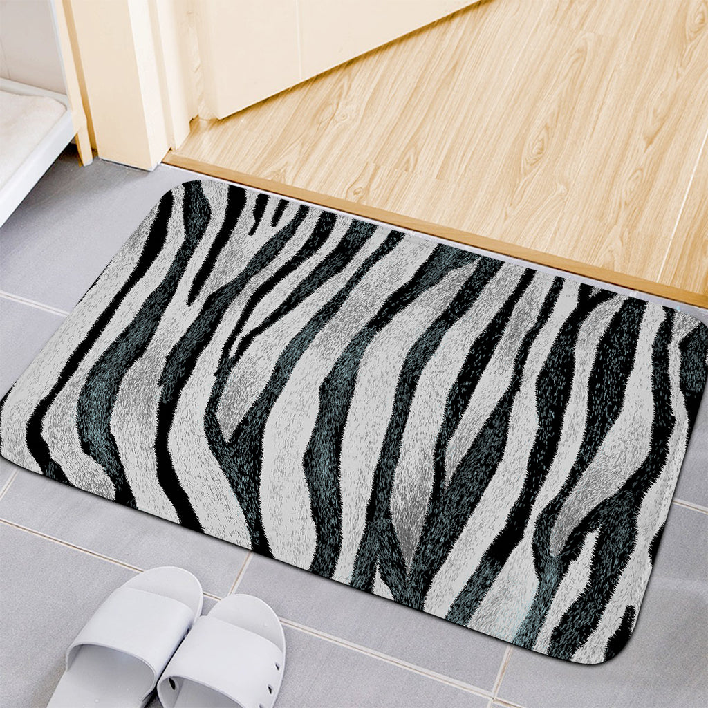 White Tiger Stripe Pattern Print Indoor Door Mat