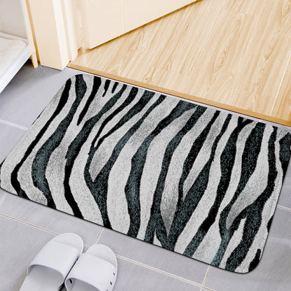 White Tiger Stripe Pattern Print Indoor Door Mat