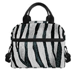 White Tiger Stripe Pattern Print Insulated Lunch Bag
