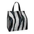White Tiger Stripe Pattern Print Insulated Lunch Tote