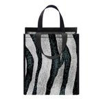 White Tiger Stripe Pattern Print Insulated Lunch Tote