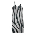 White Tiger Stripe Pattern Print Jersey Midi Cami Dress