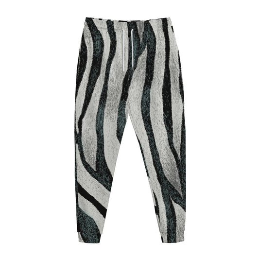 White Tiger Stripe Pattern Print Jogger Pants