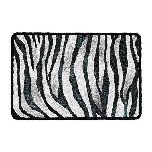 White Tiger Stripe Pattern Print Kitchen Mat