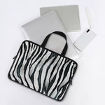 White Tiger Stripe Pattern Print Laptop Sleeve With Handle