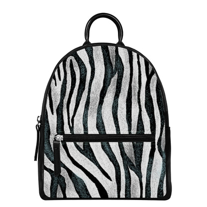 White Tiger Stripe Pattern Print Leather Backpack