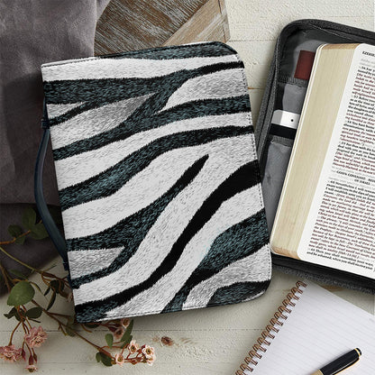 White Tiger Stripe Pattern Print Leather Bible Cover
