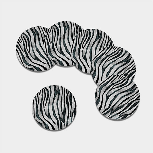 White Tiger Stripe Pattern Print Leather Coaster Set