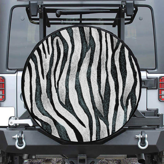 White Tiger Stripe Pattern Print Leather Spare Tire Cover