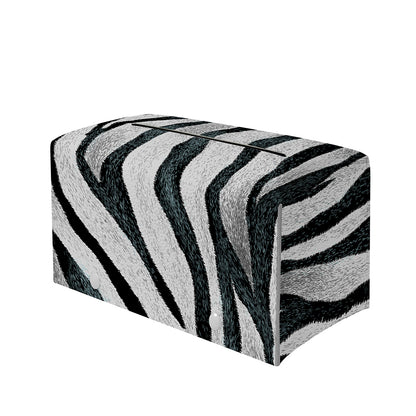 White Tiger Stripe Pattern Print Leather Tissue Box Cover