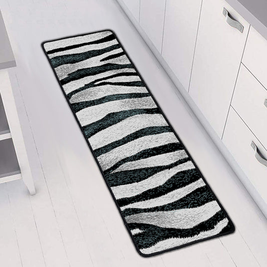 White Tiger Stripe Pattern Print Long Kitchen Mat