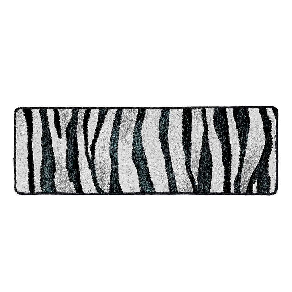 White Tiger Stripe Pattern Print Long Kitchen Mat