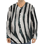 White Tiger Stripe Pattern Print Long Sleeve Baseball Jersey