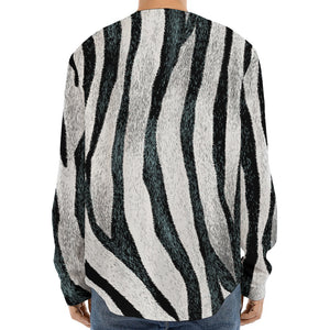 White Tiger Stripe Pattern Print Long Sleeve Baseball Jersey