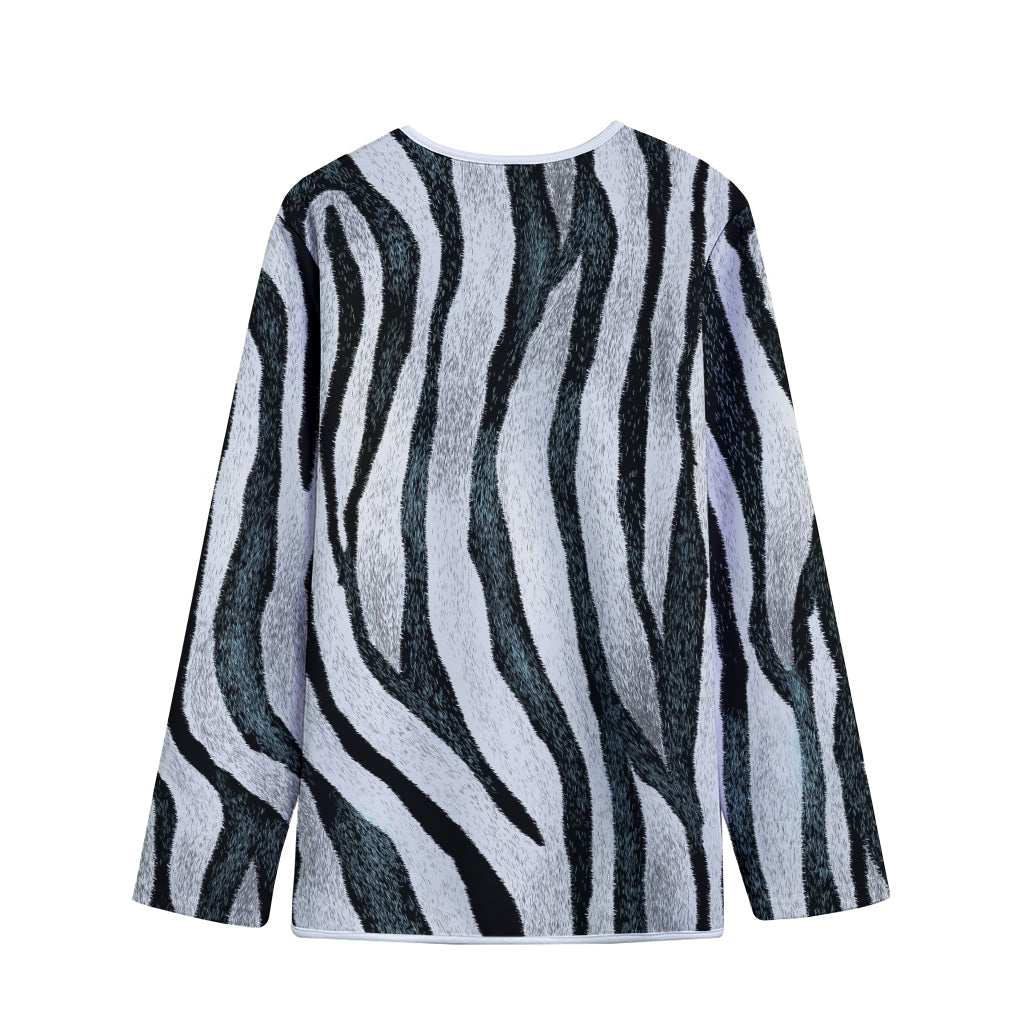 White Tiger Stripe Pattern Print Long Sleeve Short Coat