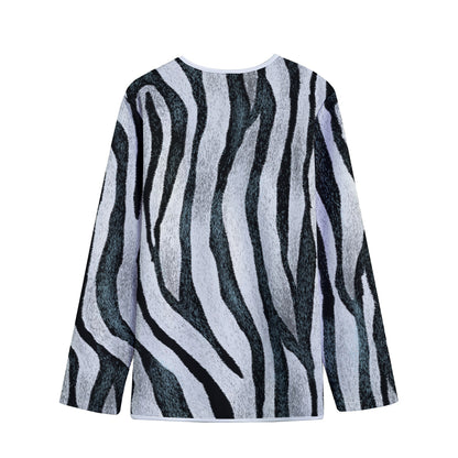 White Tiger Stripe Pattern Print Long Sleeve Short Coat