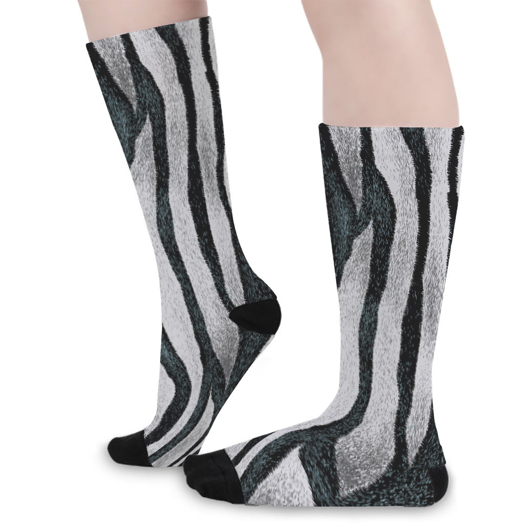 White Tiger Stripe Pattern Print Long Socks